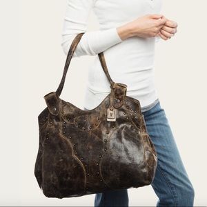 Frye Vintage Stud Shoulder Bag Chocolate